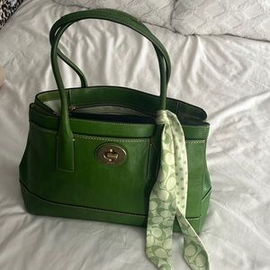 Green coach bag
